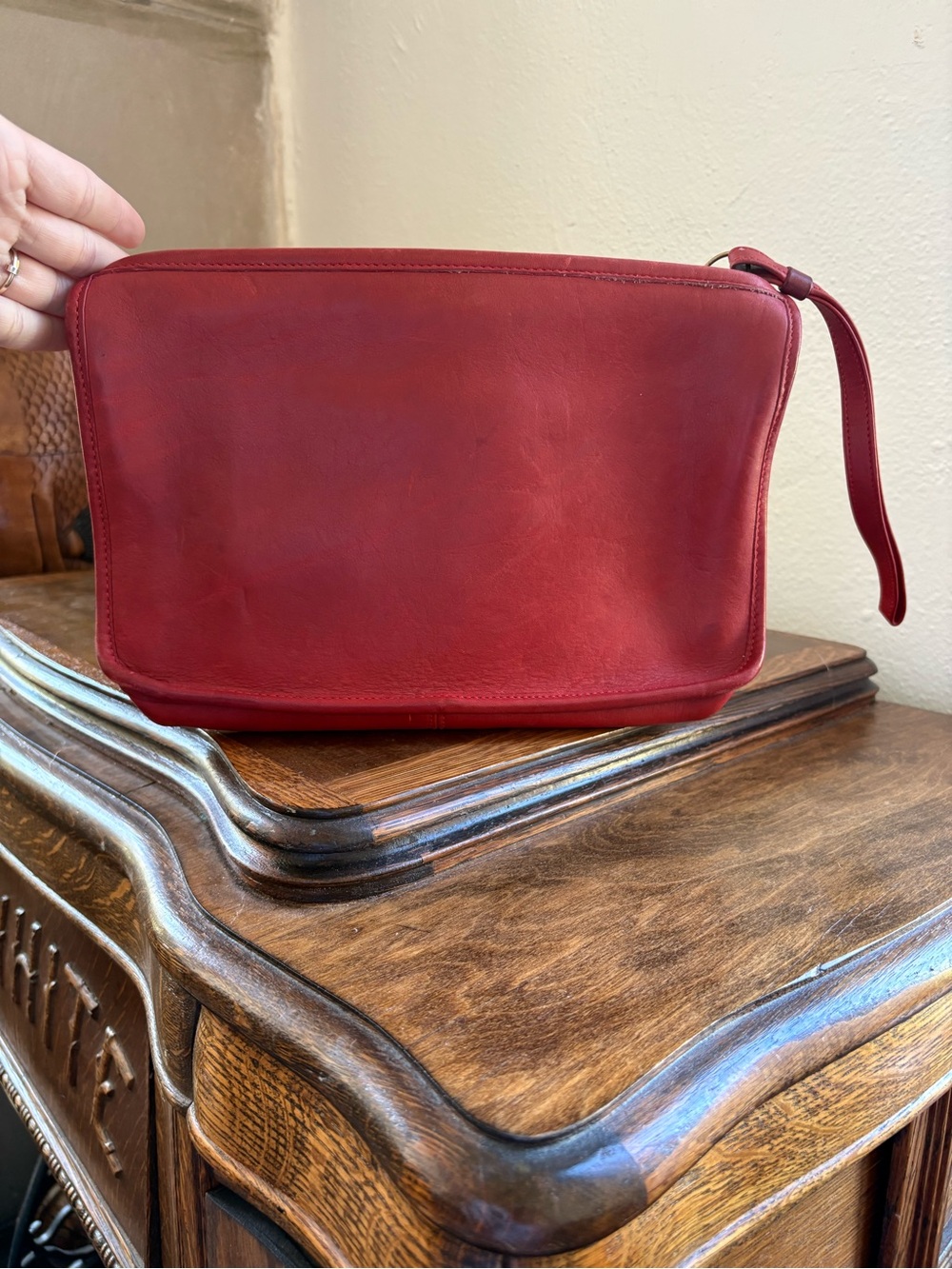 Vintage COACH Red Leather with Wristlet Strap